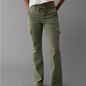 AMERICAN EAGLE Olive Green Cargo Pants with Drawstring Waist
